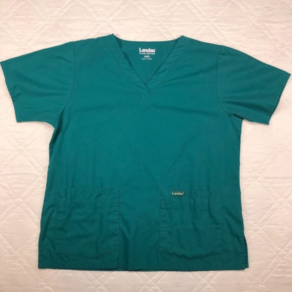 Landau blue scrub top size M